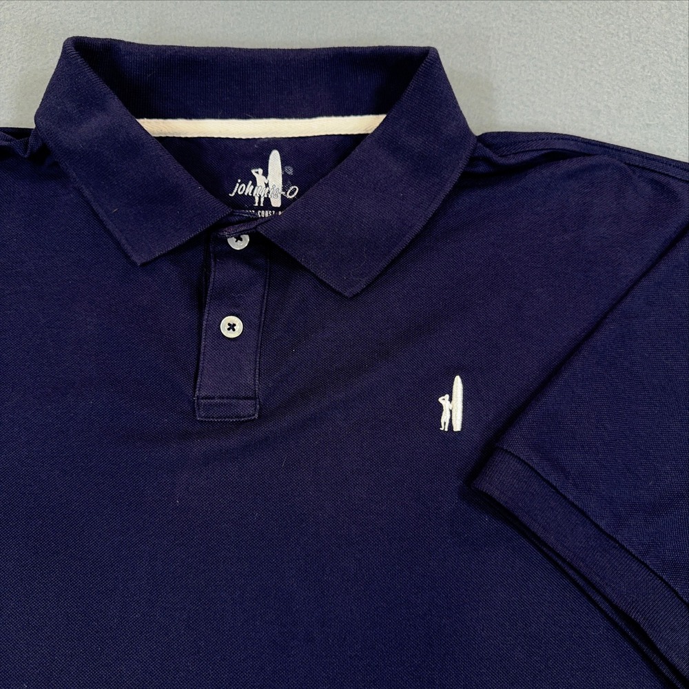 johnnie-O Mens XL Navy Blue West Coast Prep Pique Short Sleeve Polo Shirt